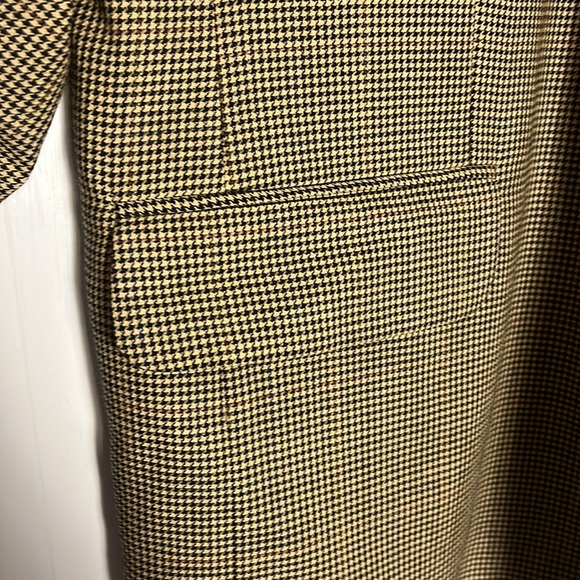 Oscar De‎ La Renta Mens 44R Wool Jacket Brown Houndstooth Dark Academia Blazer - Picture 4 of 9